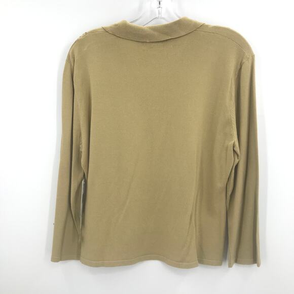 Jones New York 2 Pc Set Long Sleeve Shirt Open Jacket Wool Large Green NEW - Picture 2 of 11